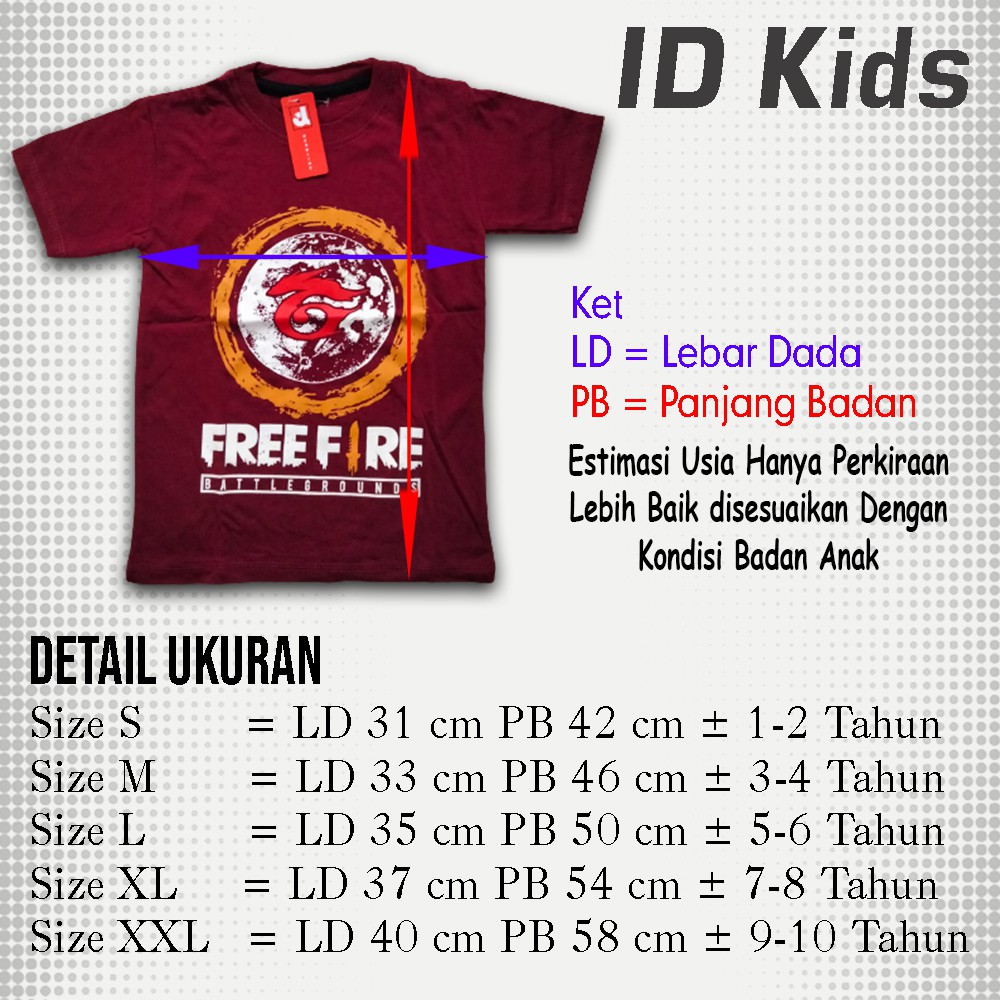 Kaos Anak Gamer Free Fire FF