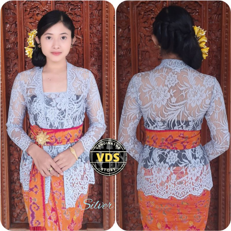 kebaya Bali Kebaya semi francis prancis motif baru drupadi-Mawar silver