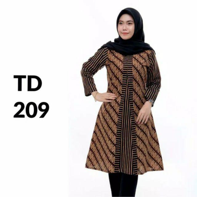 Baju Tunik Batik Fashion Atasan Tunik Cewek Kantor Outer Solo Td 209