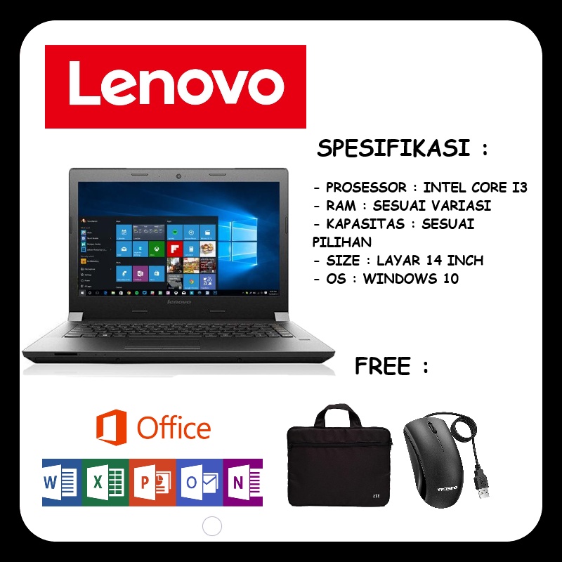 Laptop Lenovo Ideapad B40 intel core i3 mulus RAM 8GB SSD 256GB windows 10