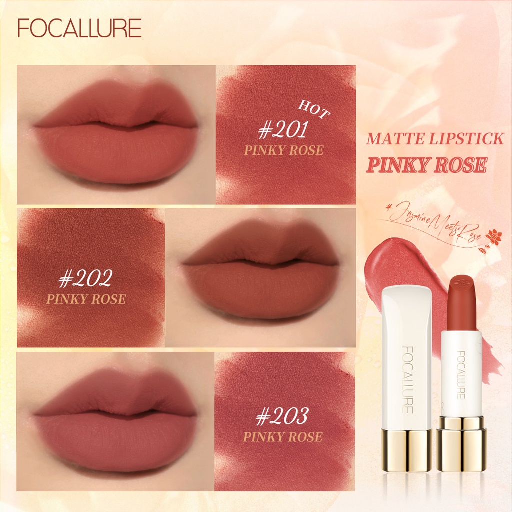 TIKTOK - Focallure #JasmineMeetsRose Matte Lipstick-Tahan air kosmetik bibir lipstik FA203