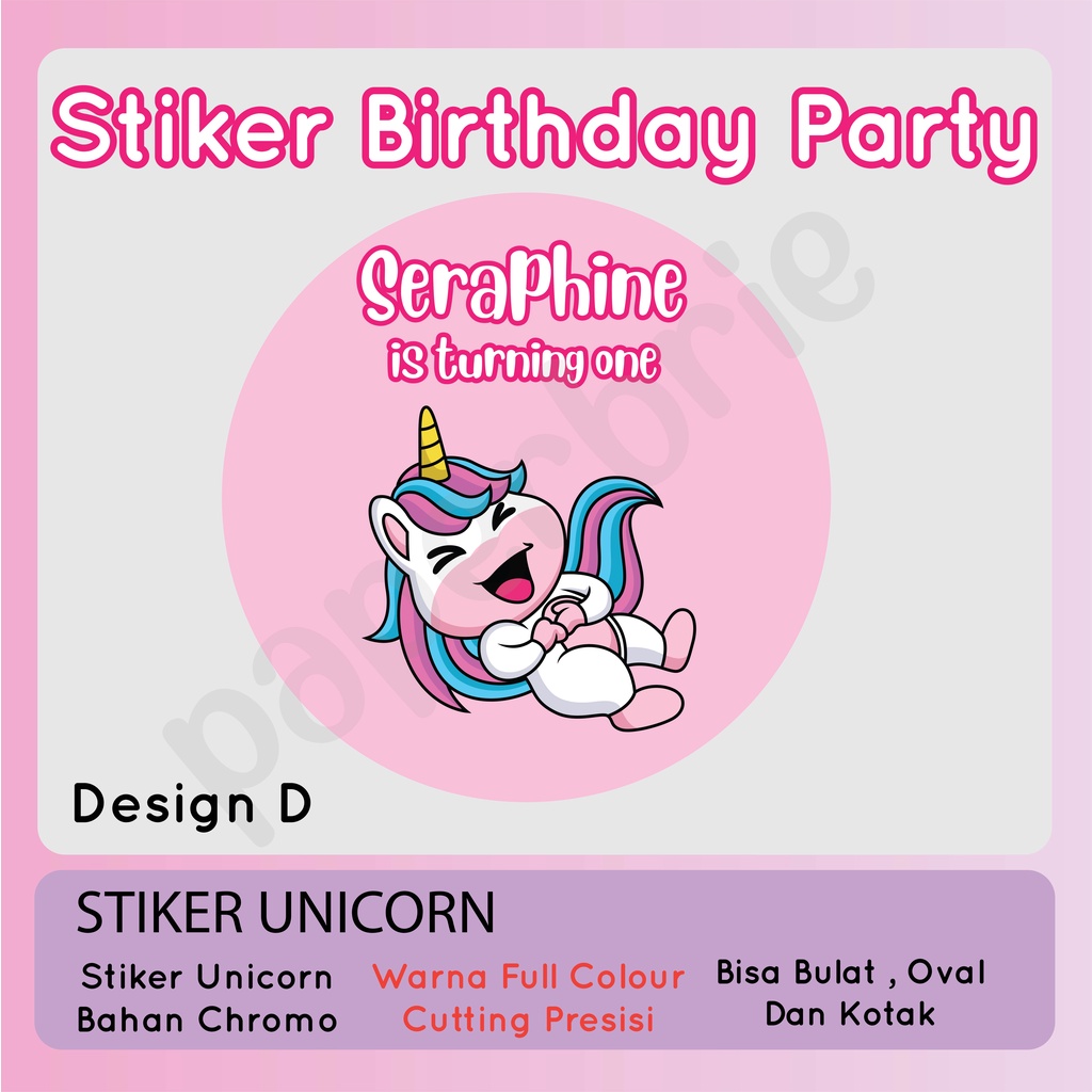 label stiker UNICORN Ulang Tahun Anak - sticker birthday party stiker hampers sticker hamper stiker bingkisan ultah