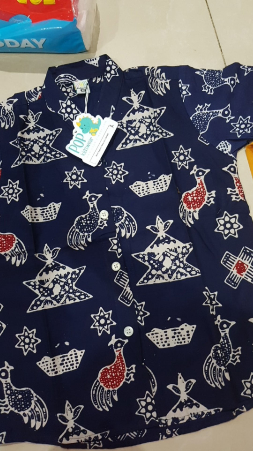 Pop Kidswear   Sagara Batik Shirt - Kerah Koko - Kemeja Batik Anak Cap Ayam