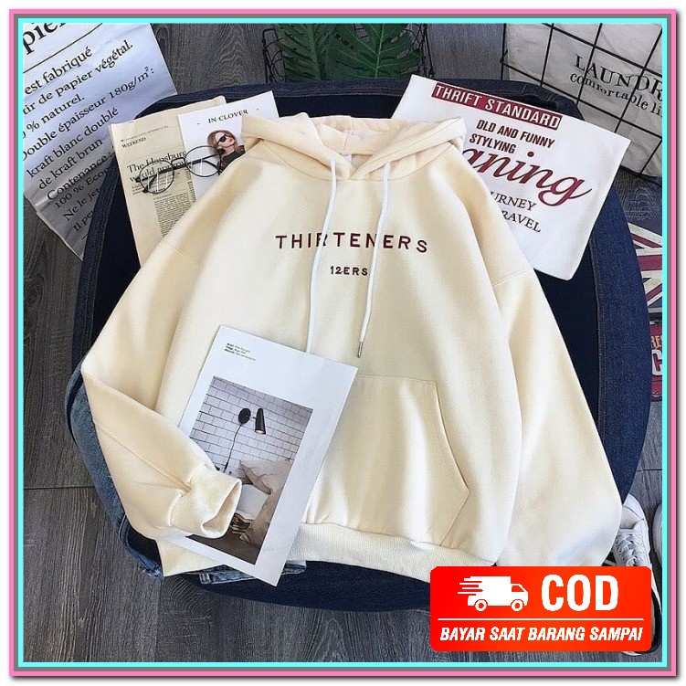 Jaket Wanita Kekinian  2021 // Teksas Jaket Korea Jaket Wanita Ja JJ762 Thirteners Hoodie Wanita S