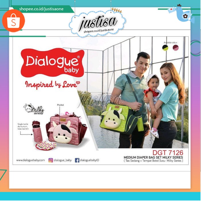 Promo !! TAS BAYI DIALOGUE DGT 7126 MILKY SERIES + TAS BOTOL - TAS DIAPERS BABY UKURAN MEDIUM MILKY SERIES