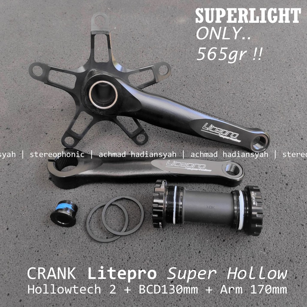 ONLY 575 gramORIGINAL Litepro.. Crankset LITEPRO SuperHollow include BB HT2 BCD130mm Crank Arm 170mm