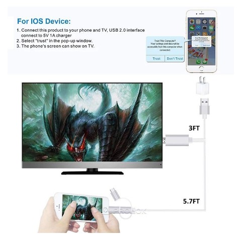 Kabel Mirascreen HDTV to HDMI mirroring layar