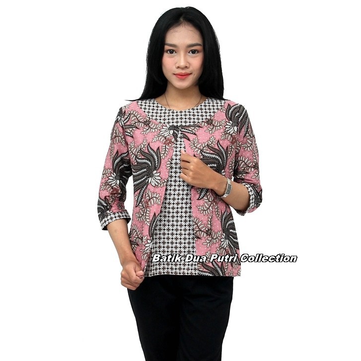 Atasan Batik Wanita Blouse Bolero Pink Terbaru Modern