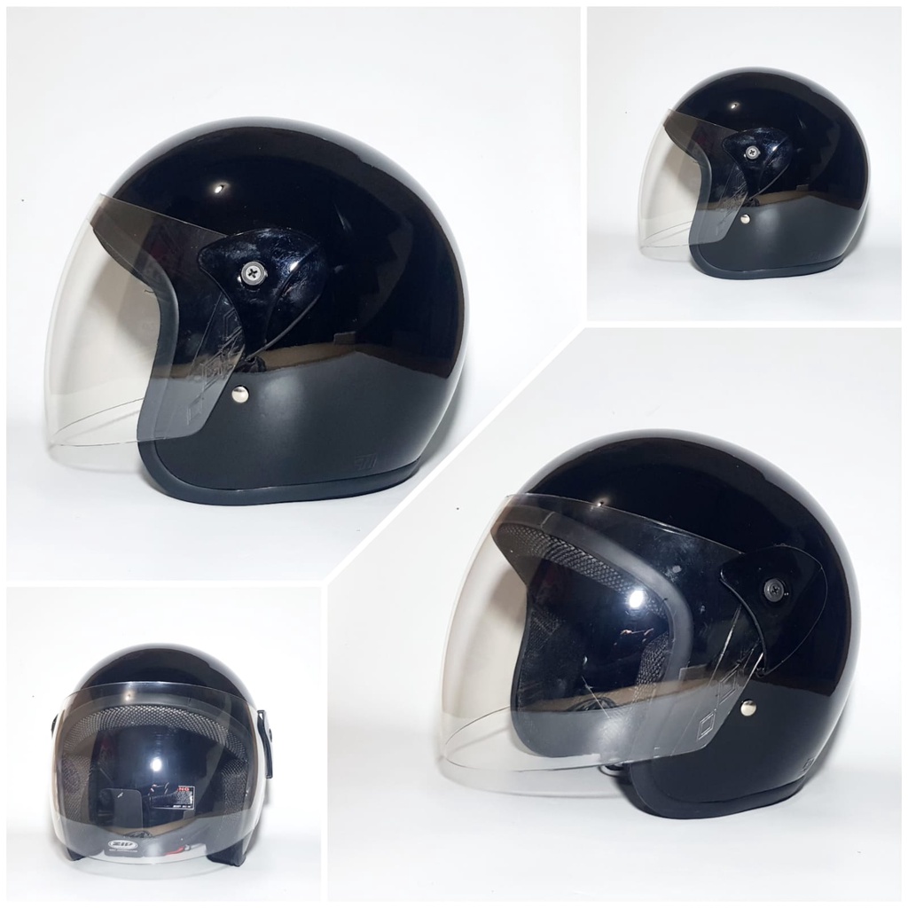 Helm Dewasa SNI model scoops cocok untuk Grab Gojek nyaman aman trendy warna hitam dof doff blac