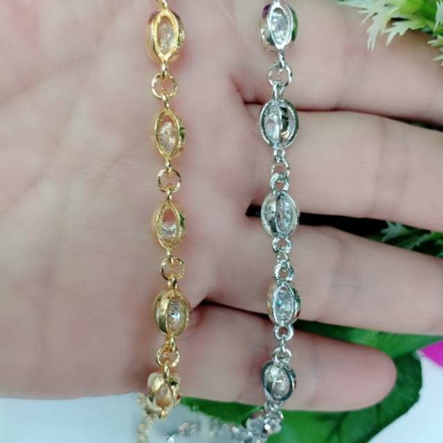 Gelang Xuping Rantai  Kombinasi Mata Full Lapis Emas