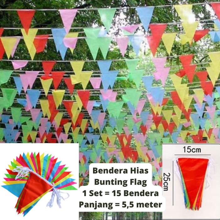 Bunting Flag HUT - Banner Flag - Bendera Hias Festival Segitiga Warna Warni