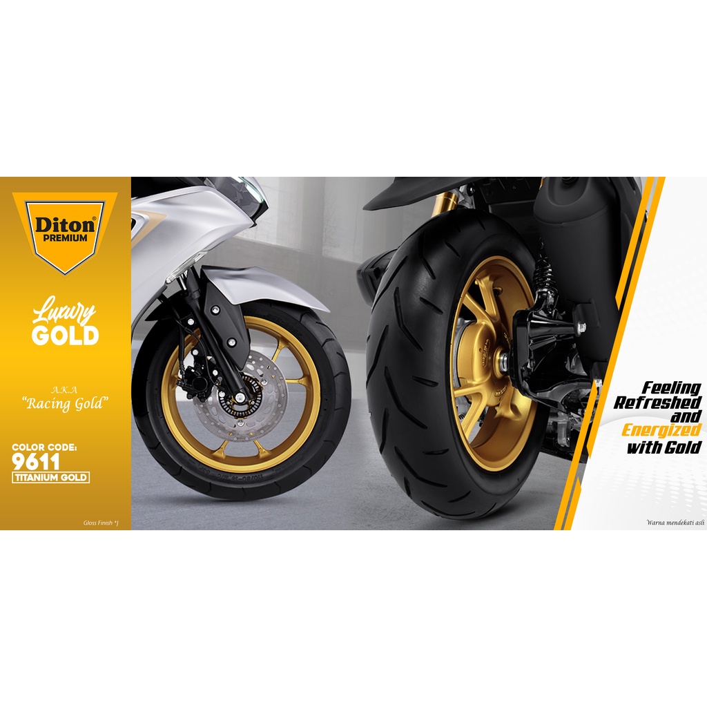 Cat Pilox Diton Premium Titanium Gold 9611 400cc warna emas untuk velg mesin sepeda motor mobil helm