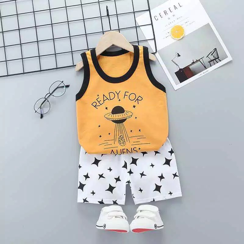 gos KIDS SUIT KENSI Setelan Anak Bahan Kaos Lengan + Celana Berkualitas Import 0-3 Tahun ebv