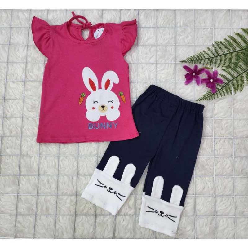 baju bayi perempuan stelan celana bunny baby girl