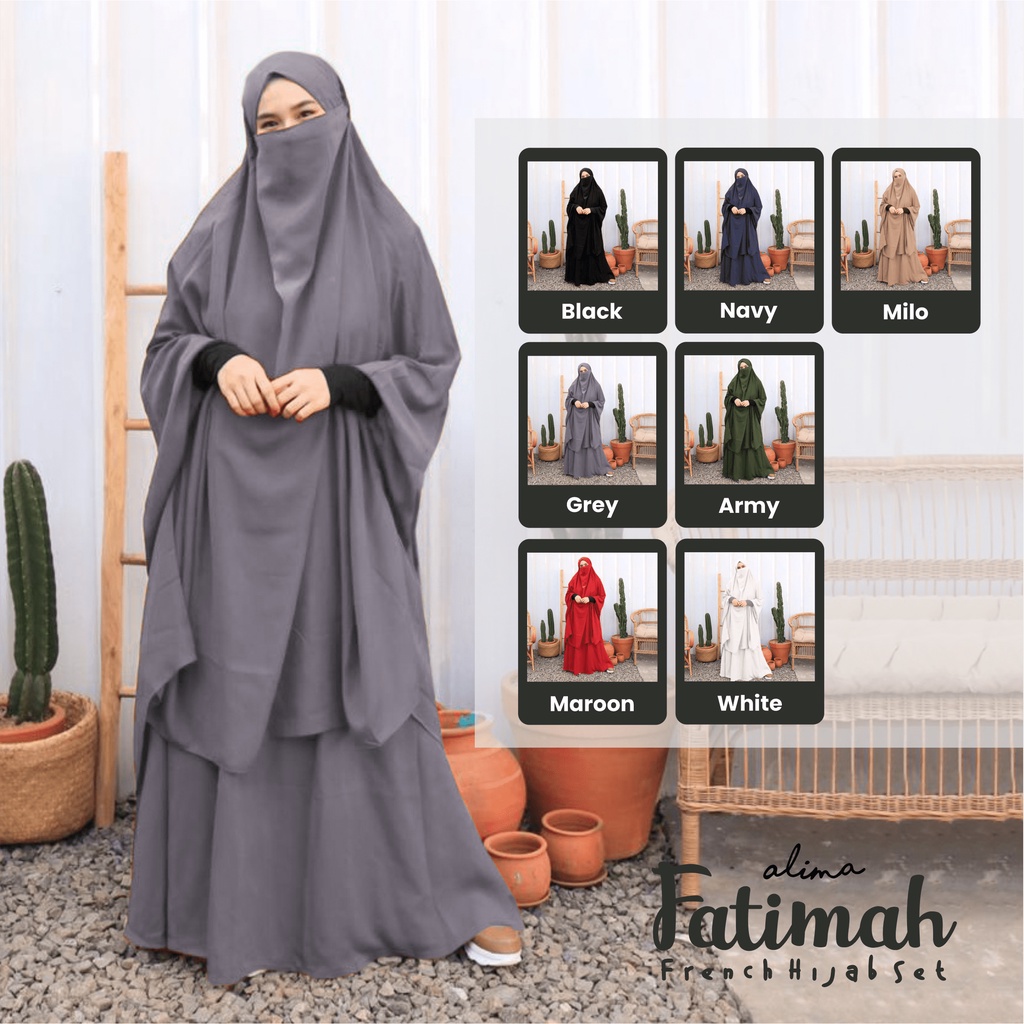 GAMIS SET SYARI WOLFIS (Gamis &amp; Khimar + Niqab) FREE CADAR SUPER ADEM FATIMAH BY ALIMA