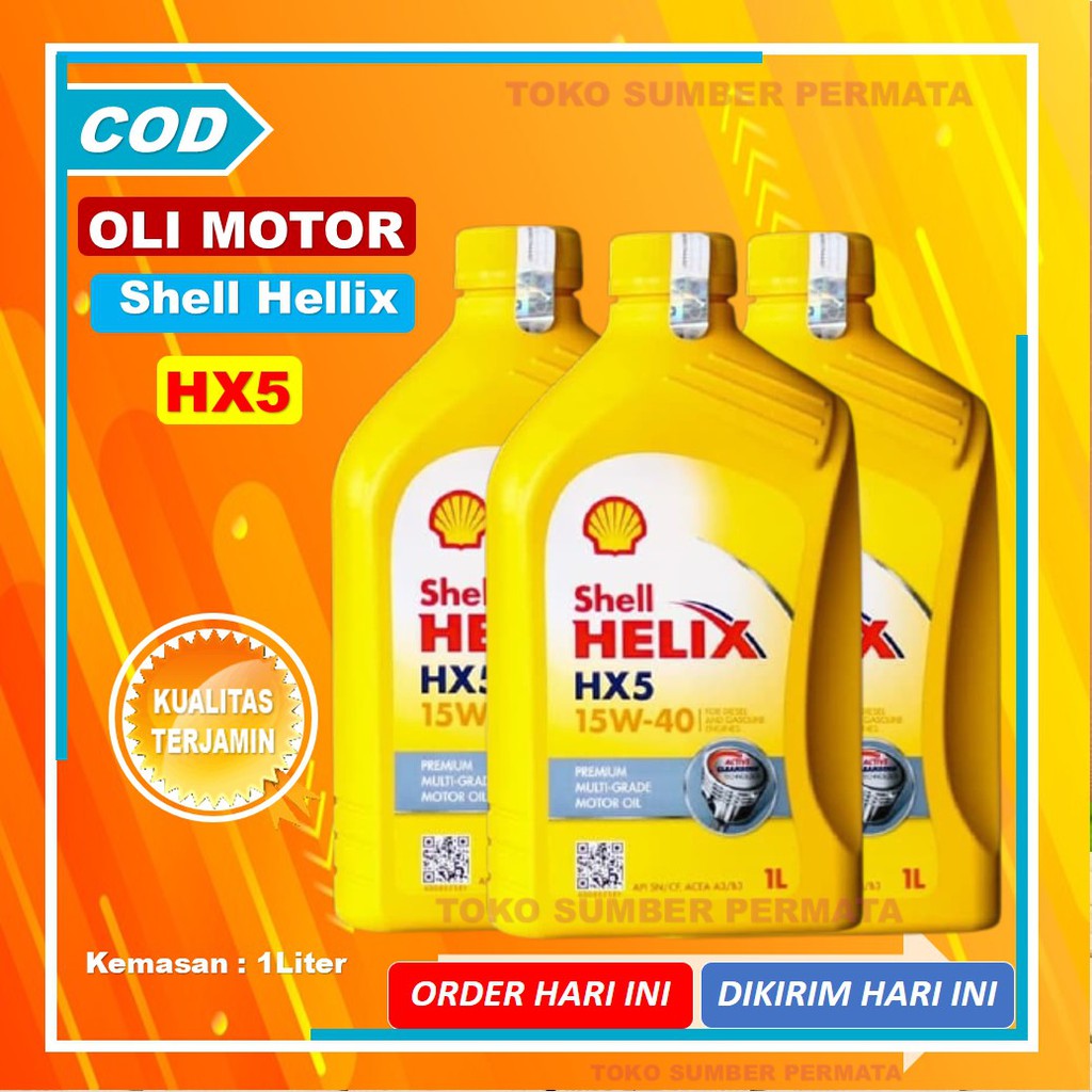 Jual Oli Mesin Shell Helix HX5 Sae 15w 40 4T Bensin & Diesel 1L Hx7 ...