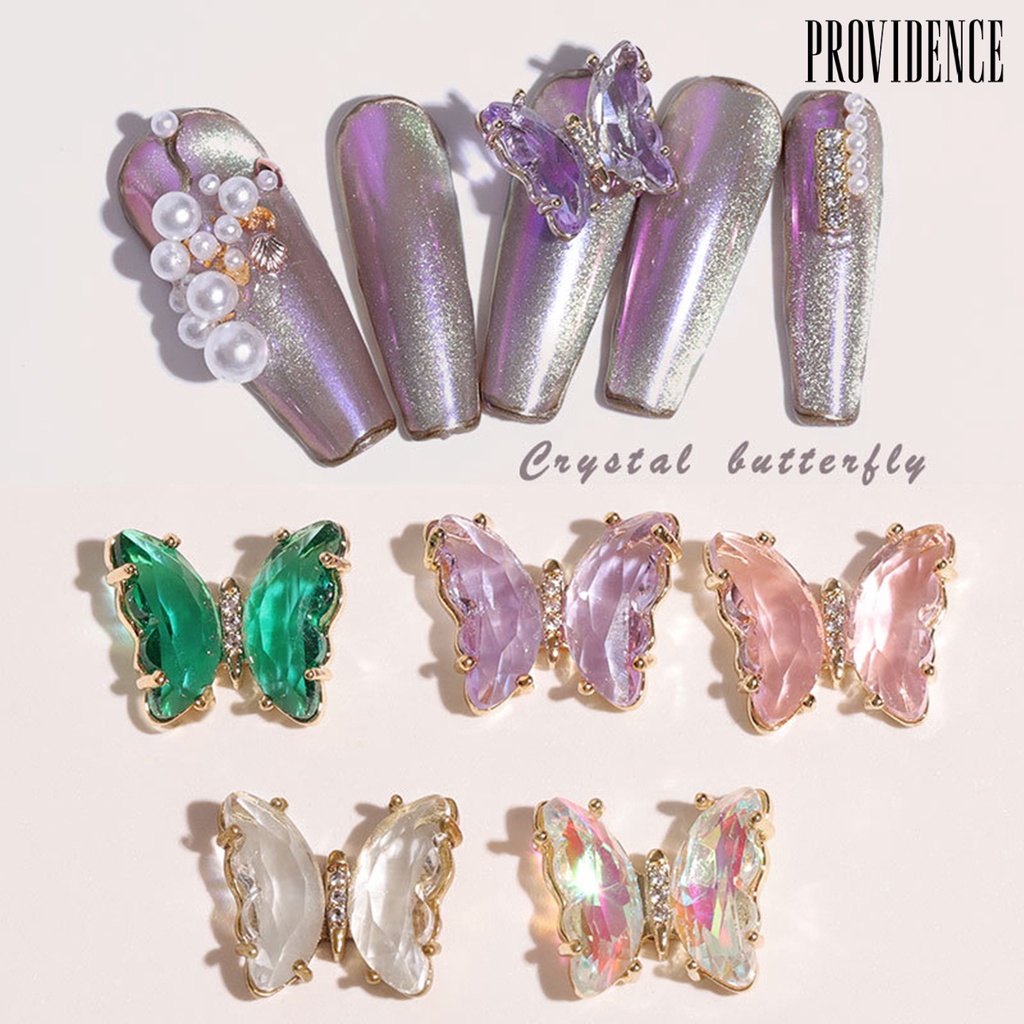 Providence Ornamen Kupu-Kupu 3d Warna-Warni Untuk Dekorasi Nail Art Wanita Charms