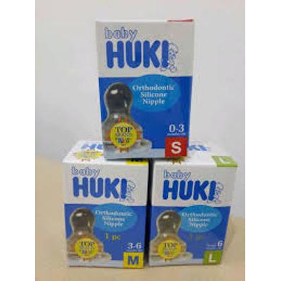 Huki Orthodontic Silicone Nipple ISI 1 S M L Dot Botol Susu