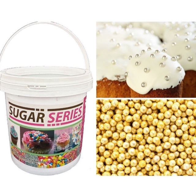 

Gold dragee balls Trans (hiasan kue/tart, dekorasi kue) 500 gr