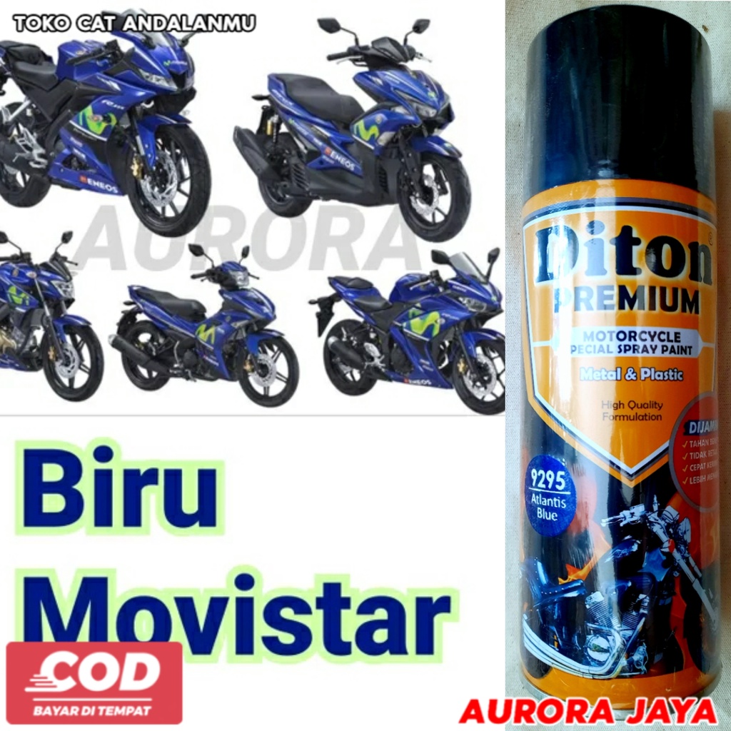 Pilox Diton Premium Atlantis Blue 9295 Biru Yamaha Movistar Metallic Metalik Cat Mobil Motor 400ml -