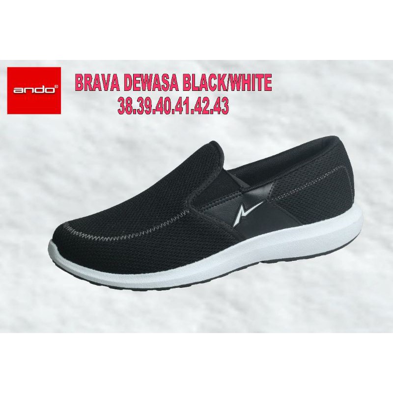 sepatu slip on ando brava black/white 38-43