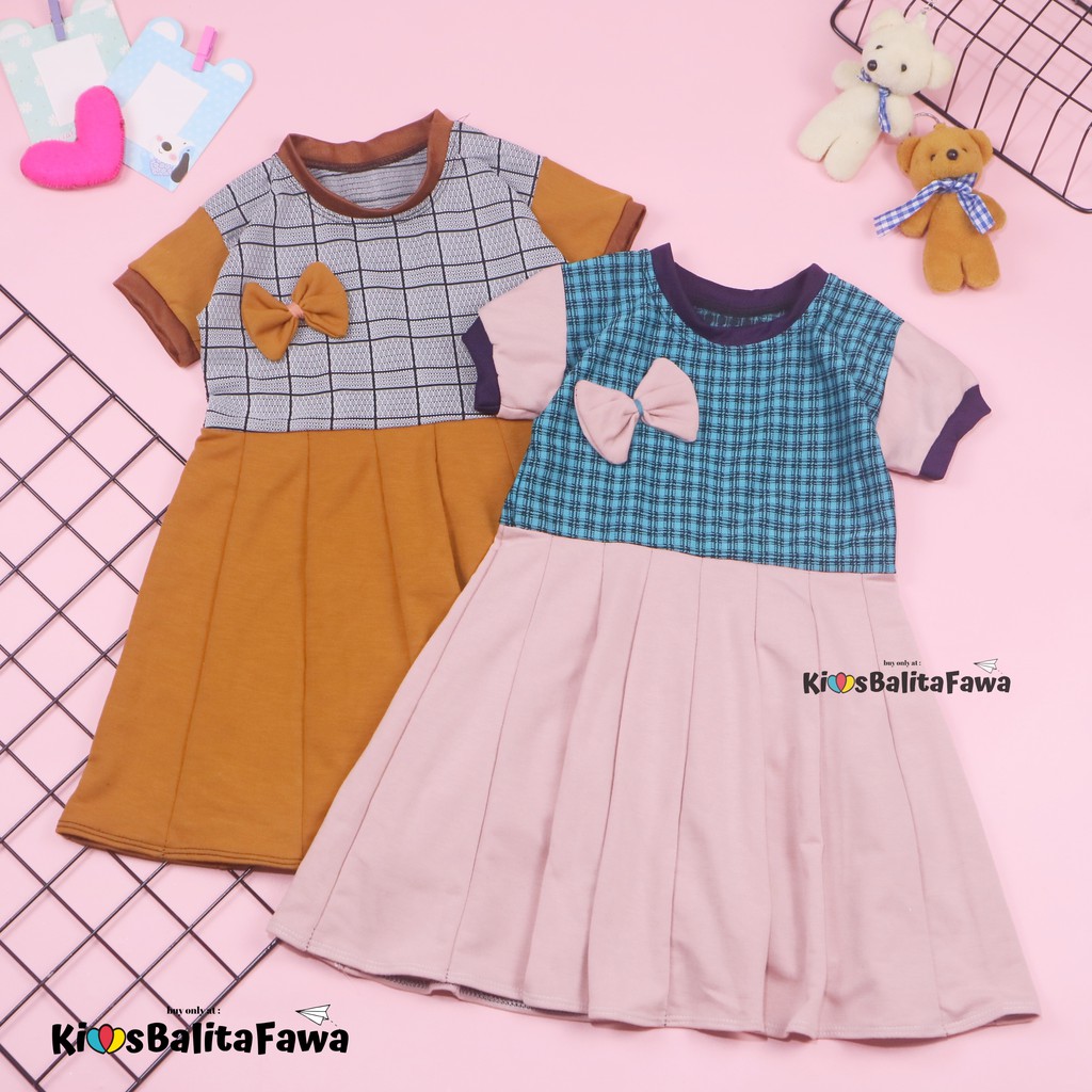 Dress Karin uk 3-4 Tahun / Baju Anak Perempuan Dres Motif Lengan Murah Pesta Gaun Pesta Import Lucu