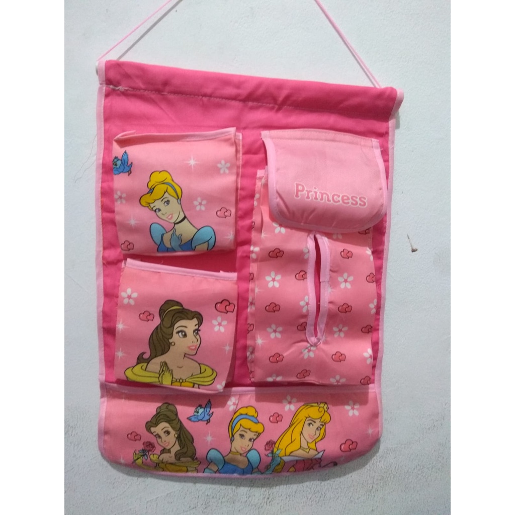 gantungan dinding aksesoris kantong pouch tema princess anak