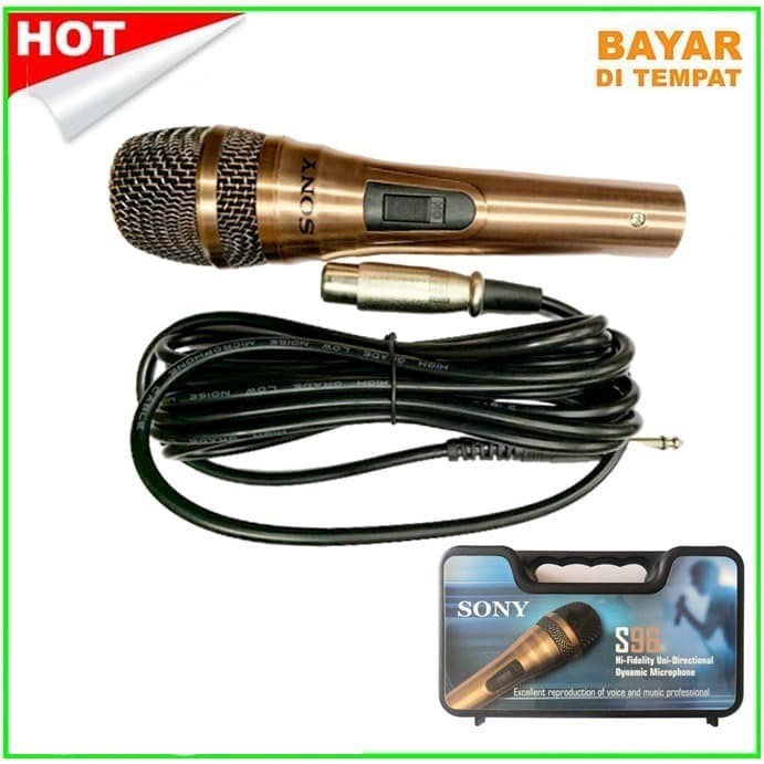 Sony Microphone Kabel S-96 Super Body Besi Plus koper - GOLD suara mantap