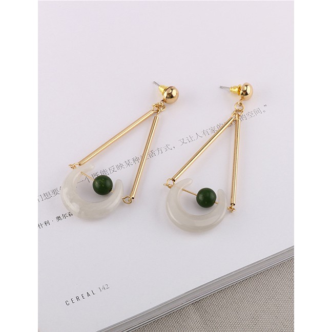 LRC Anting Tusuk Fashion Gold Crescent Geometric Triangle Earrings F69867