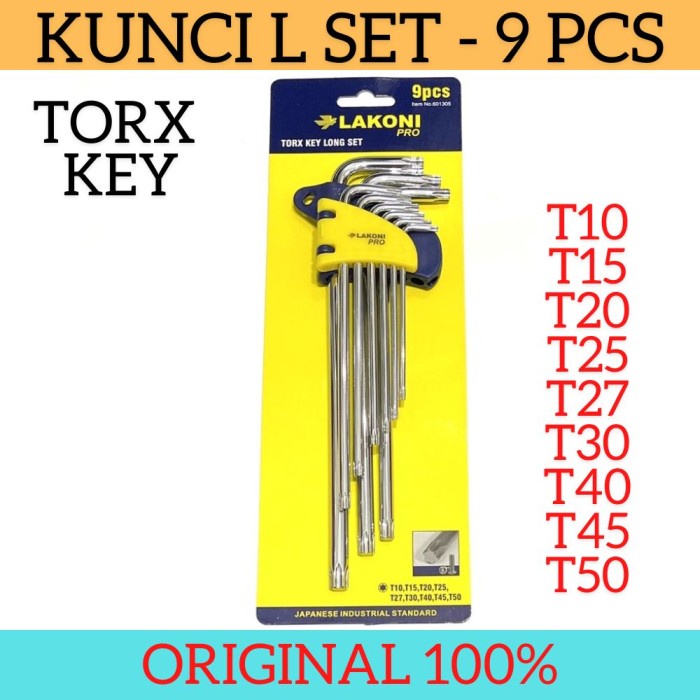 LAKONI PRO 601305 KUNCI L BINTANG SET JETJO TOOLS TORX KEY LONG SET