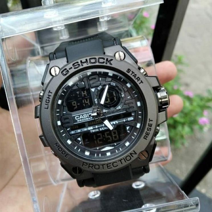 Jam Tangan Pria G Shock GST-8600 Metal Full Black Tampilah Mewah Murah & Elegan Bonus Tas dan Dompet