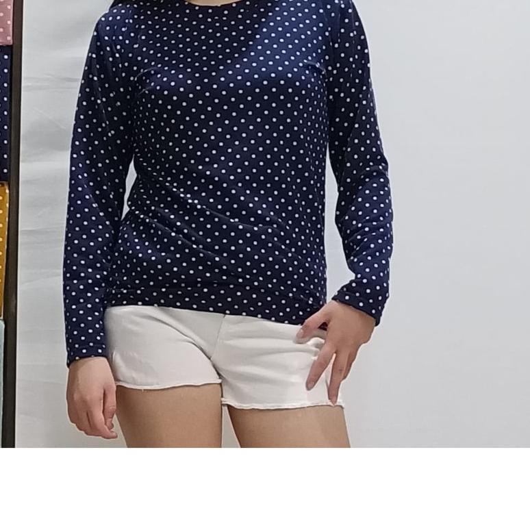 Baju Lengan Panjang Motif Polkadot Kaos Lengan Panjang Wanita Baju Kasual Shopee Indonesia