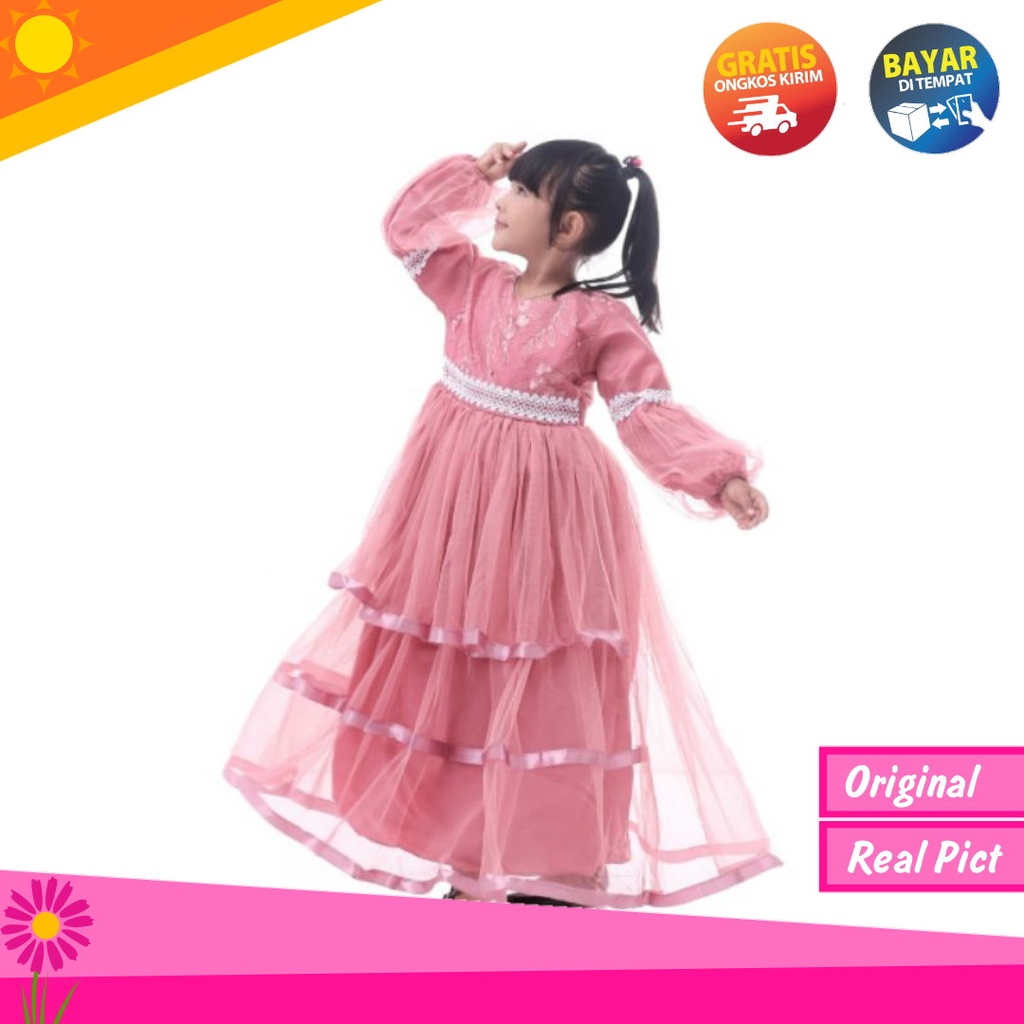 gamis pesta mewah warna pink tua | baju gaun anak perempuan | gamis anak perempuan | dress anak perempuan | baju gamis anak | baju gamis anak perempuan | gaun pesta anak perempuan