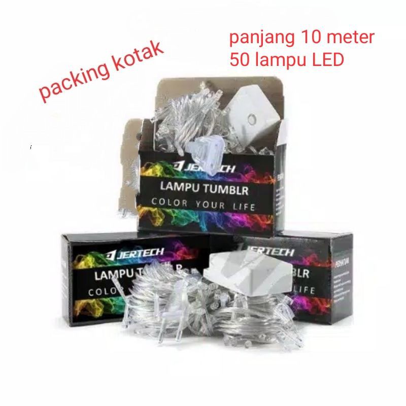 Lampu Tumblr 10M 50LED Lampu Hias Pohon Natal Lampu Hias Cafe Restoran Lampu Dekorasi Natal