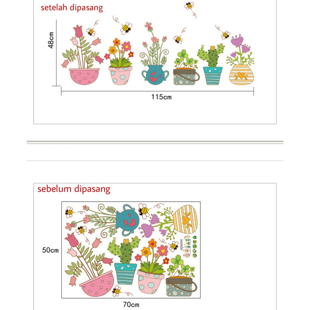 RELIZA WALL STICKER POT TULIP TANAMAN DAPUR KITCHEN STIKER DINDING SK7065