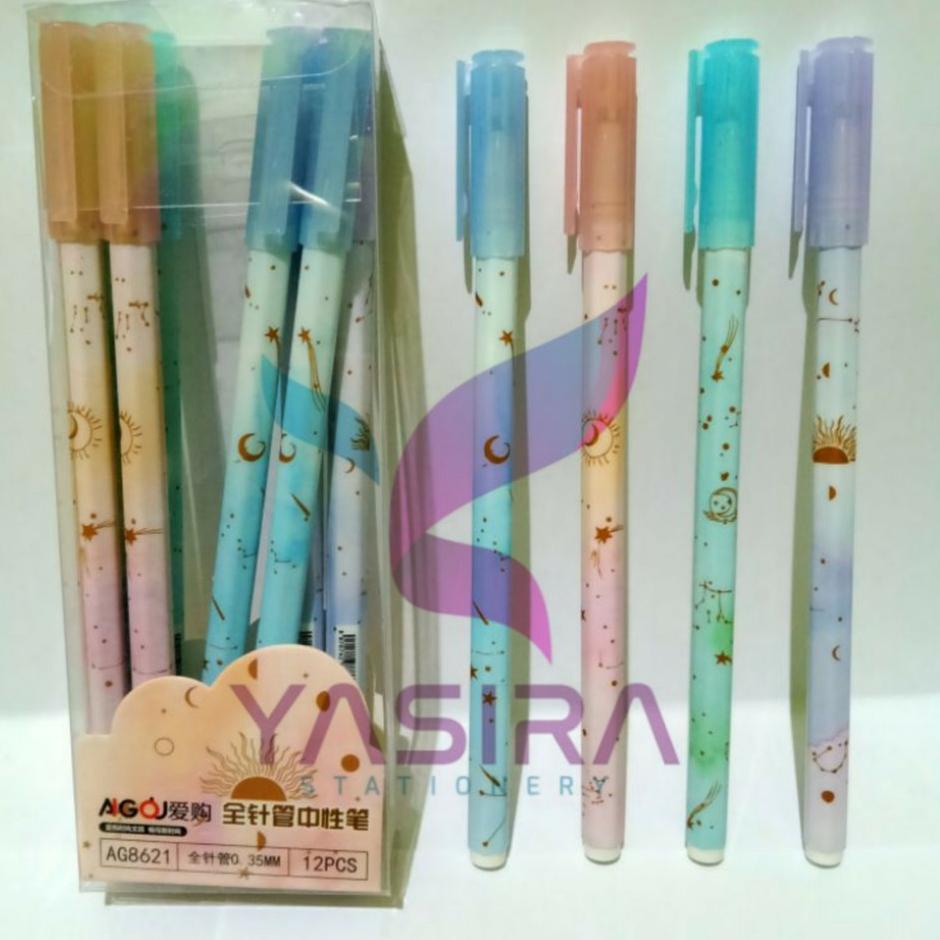 

ㆉ ( 110 Gram ) SELUSIN 12 Pcs Pulpen / Gel Pen Karakter Lucu Aigou ぼ