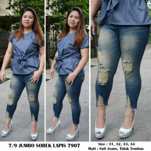Celana Jeans wanita Jumbo 7PER9 JUMBO SOBEK LAPIS 7970