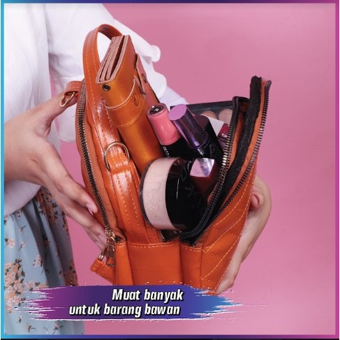 Tas Ransel Kulit Wanita Original Multifungsi Tas Selempang Kulit Wanita ER01 Backpack Fashion Stylish Wanita Tas Ransel Cewek GARANSI ORIGINAL