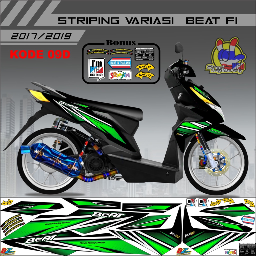 Striping variasi Lis Beat 2017-2019 variasi stiker motor kode 09