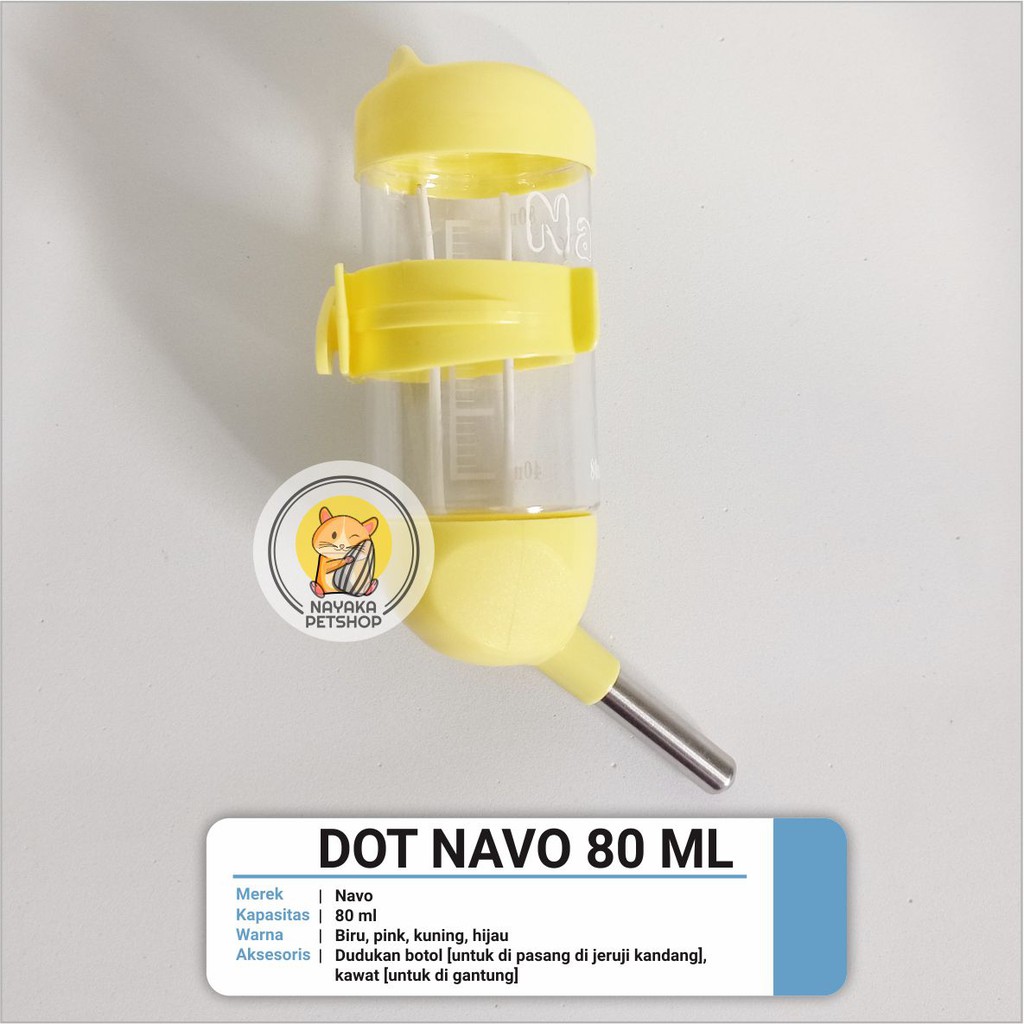 Dot Botol Minum Navo 80 ml | Dot Botol Minum Hamster, Sugar Glider, Tupai, Landak Mini, Gerbil