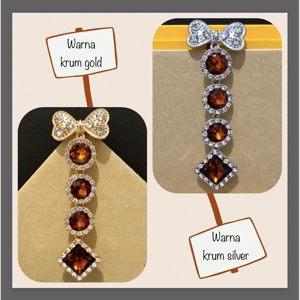 538 - Bros Dagu Hijab Kristal 4 susun / Bros Juntai Panjang Kristal Premium