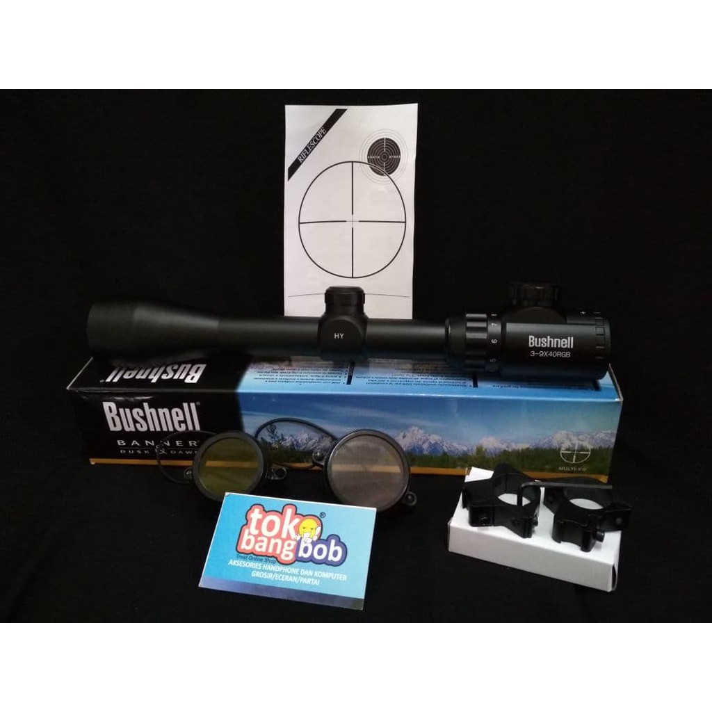 TbB[ Teleskop Bushnell Banner 3-9x40 EG nyala Merah dan Hijau - Alat Bidik ]OnC