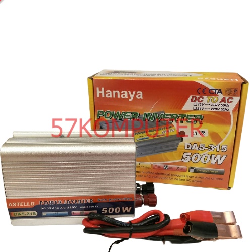 PERUBAH ARUS DC KE AC HANAYA Power Inverter 500 Watt 12 Volt / Inverter 500 W DC 12V to AC 220V mengubah arus DC pada aki ke arus AC 220V (alat elektronik yang biasa digunakan dirumah)