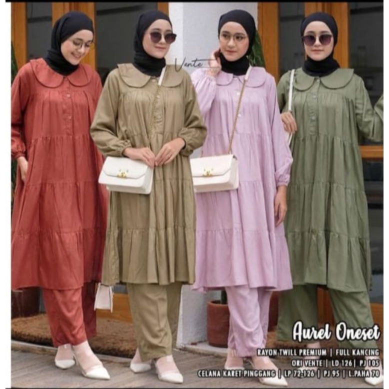 one set tunik Aurel Dena set wanita jumbo set long tunik rayon premium