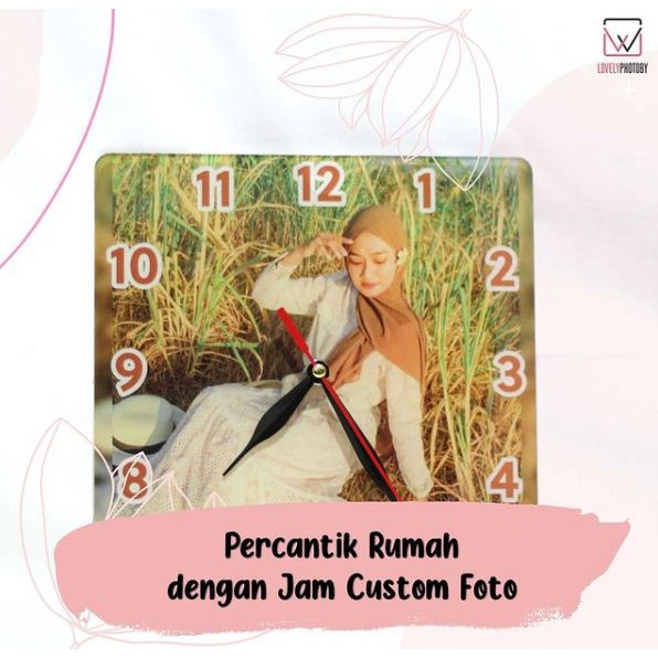 Jam dinding foto murah bahan akrilik