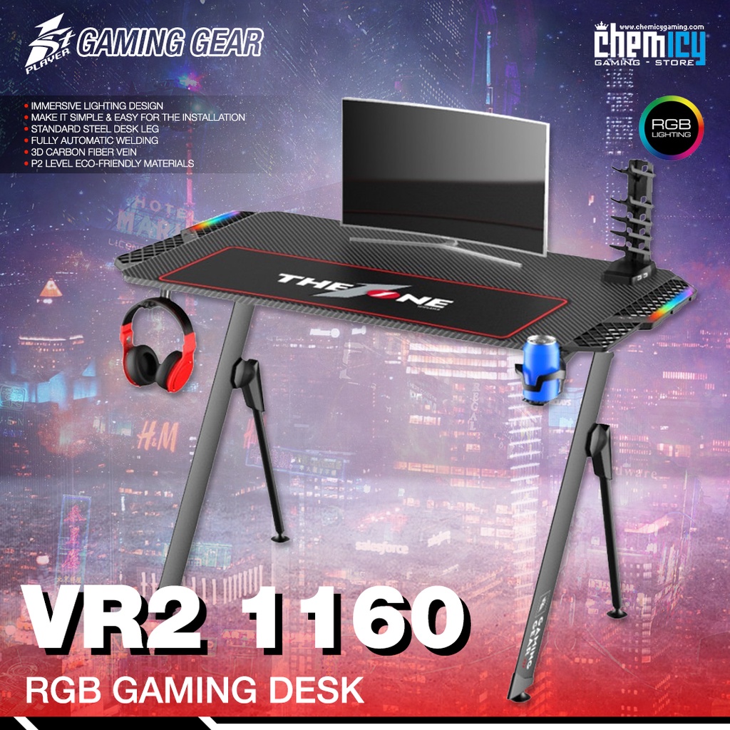 1StPlayer VR2 1160 / VR2-1160 RGB Gaming Desk / Meja Komputer
