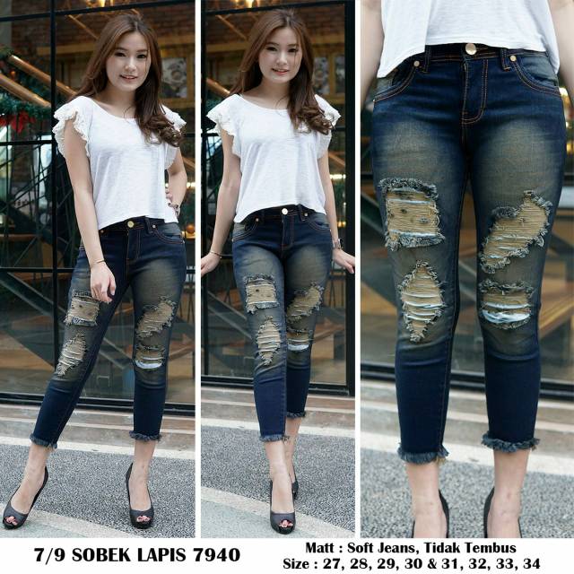 Celana jeans wanita Sobek sobek 7PER9 SOBEK LAPIS 7940 (31-34)