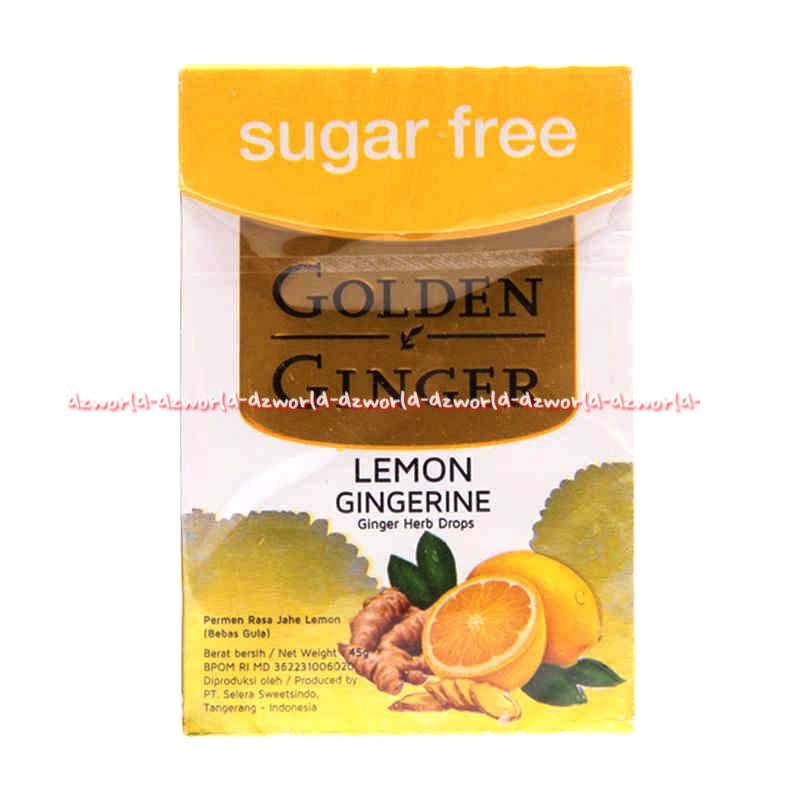 Golden Ginger SF Flip Top Lemon Gingerine 45gr Permen Helbal Ekstrak Jahe