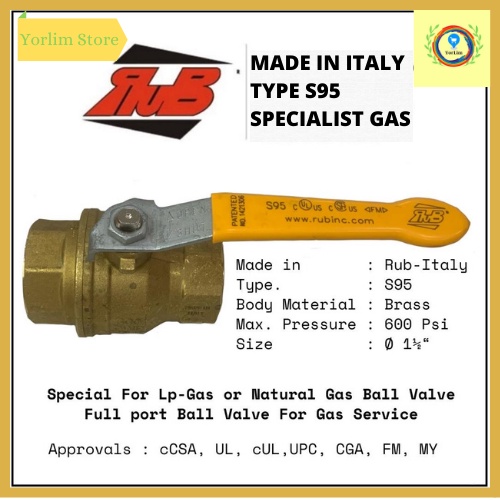 Ball Valve/Stop Kran 1 1/2 inch + Rub Italy