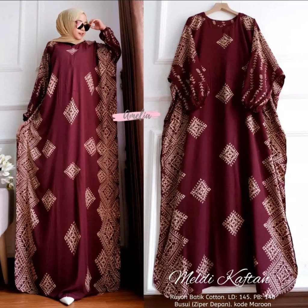 Meldi Home Kaftan - Kaftan Wanita Jumbo Rayon Tie Dye Premium Gamis Dress Kekinian Bigsize LD 180 cm